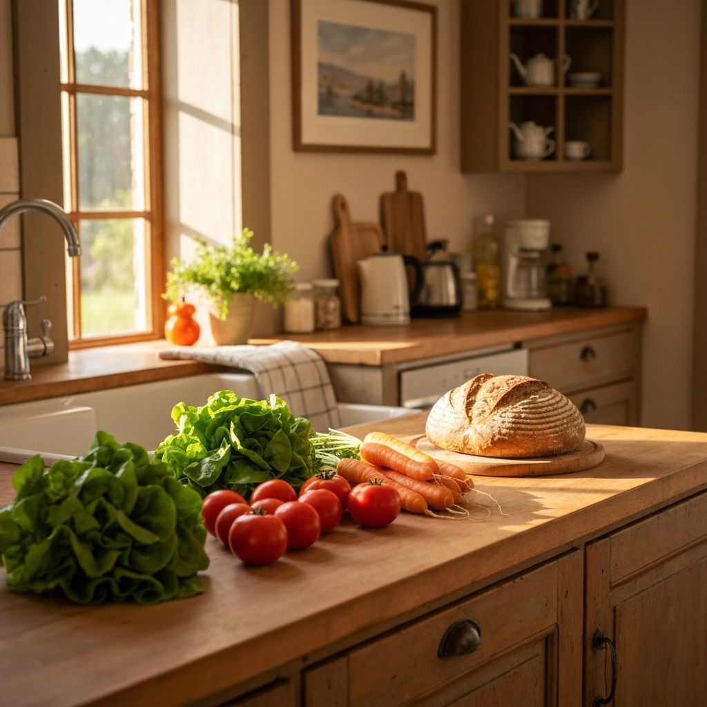 Топла домашна кухня с естествено светлина
