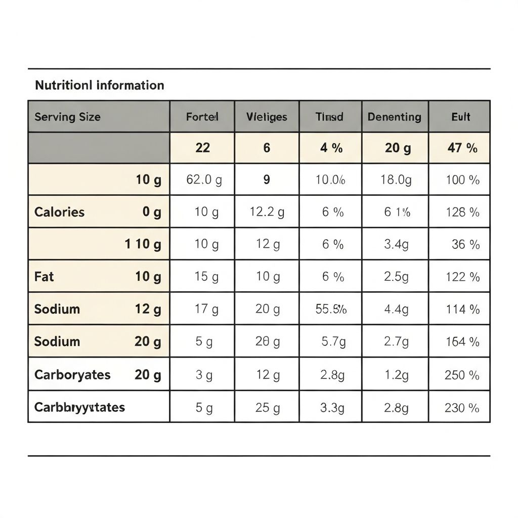 Nährwerttabelle auf Lebensmittelverpackung